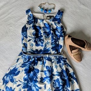 Floral, Fit & Flare Belted Dress 8P